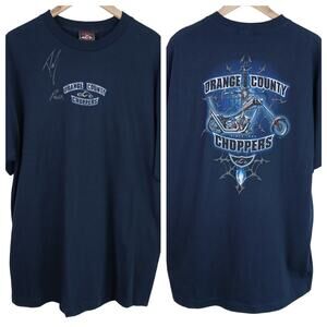 Orange County Choppers VTG SZ XL Navy Graphic Tee Autographed By Paul NWT